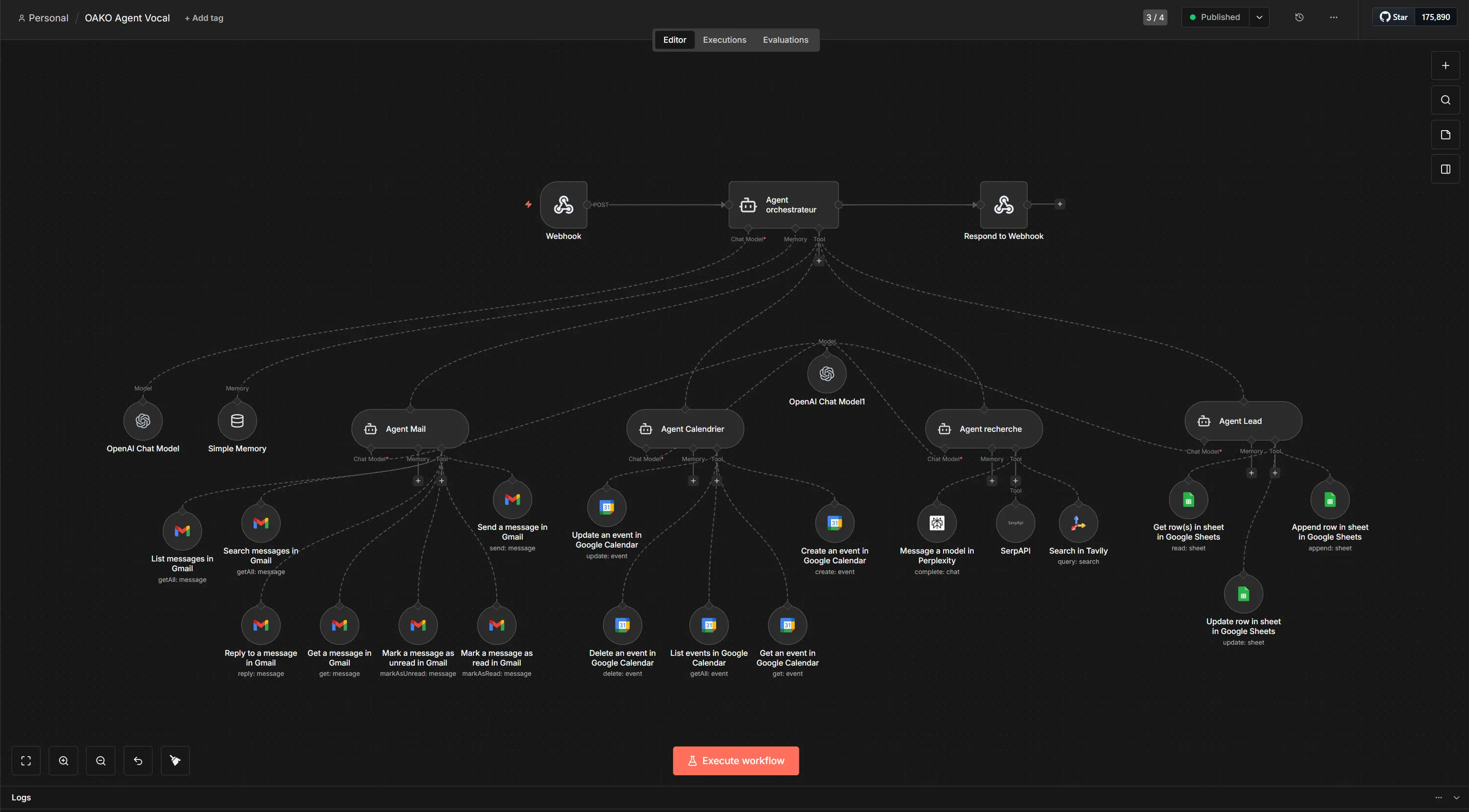 Agent Orchestrateur Multi-tâches - n8n